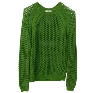 KENAR Green Mesh Knit Cable Knit Sweater Medium
